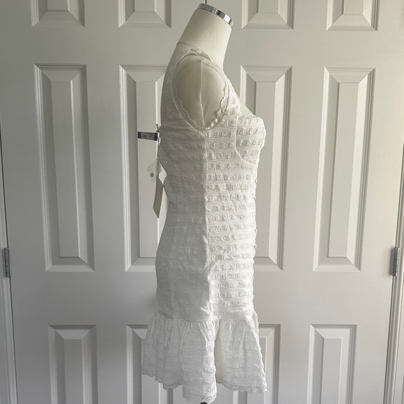 NWT Peppermayo Kristina Exclusive Textured Ruffles White Mini Dress Size 6 - Picture 7 of 14
